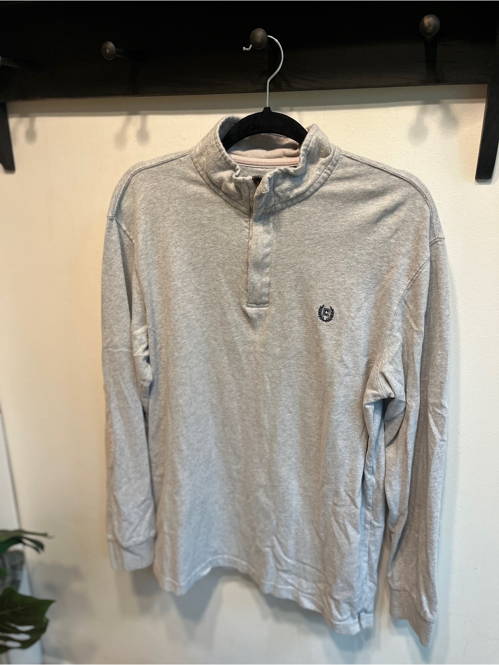Chaps Light Gray Quarter-Zip Pullover